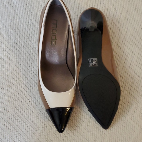 Moda beautiful heels, size 8M white, tan & black - Picture 5 of 8